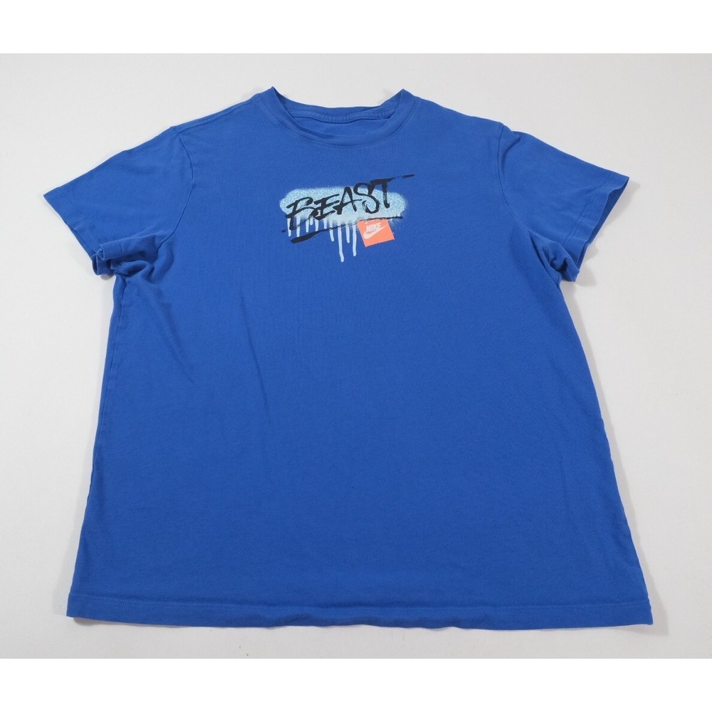 Nike T-Shirt Boys XL Blue Beast Graphic Tee Short Sleeve Crew Neck Cotton Shirt